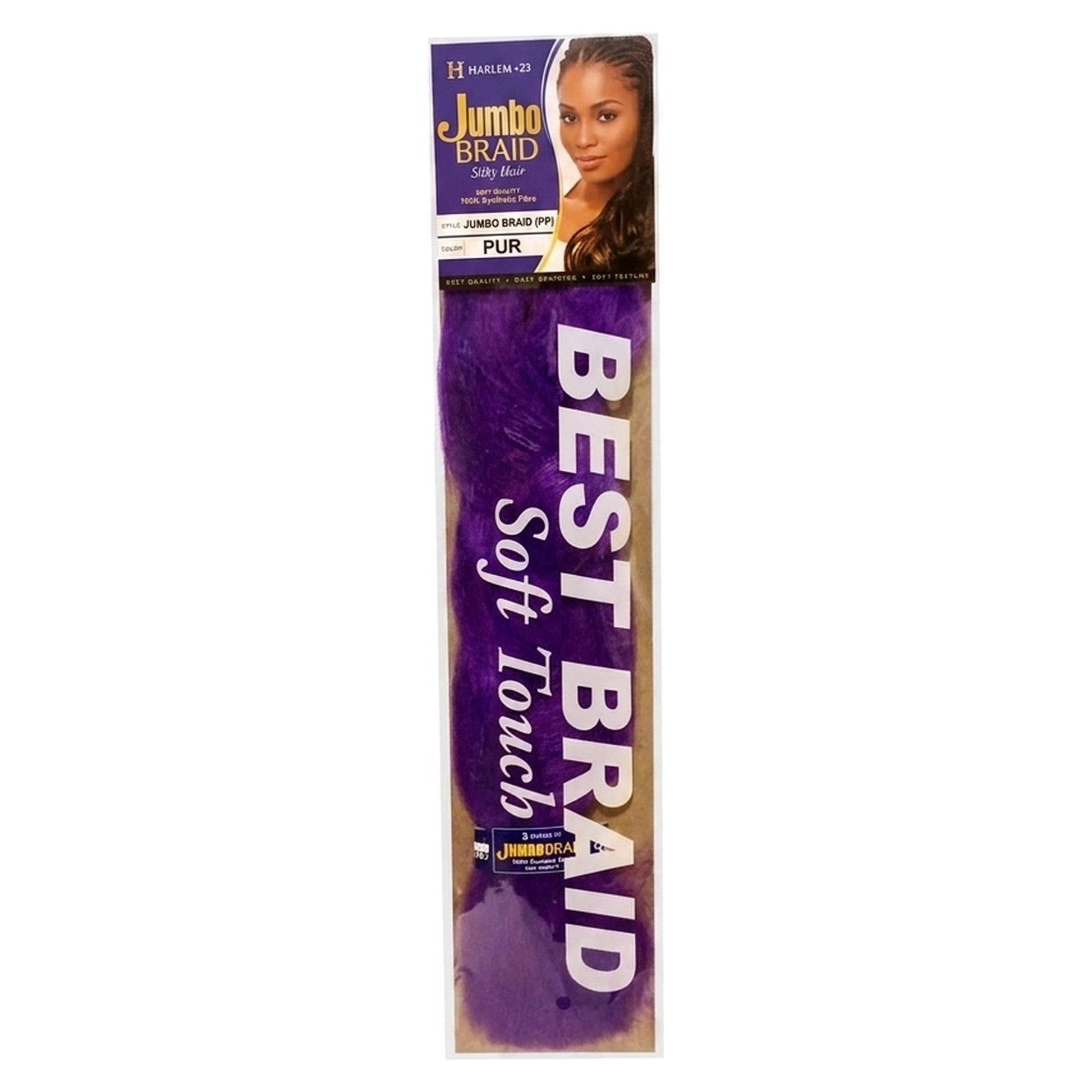 HARLEM +23 Jumbo Braid Braiding Hair in PUR color.