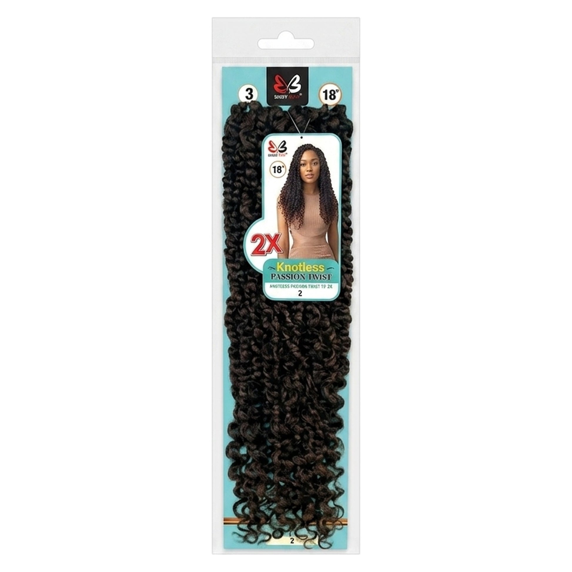 Bobbi Boss 2X Knotless Passion Twist Crochet Hair 18 Inch, Color 3