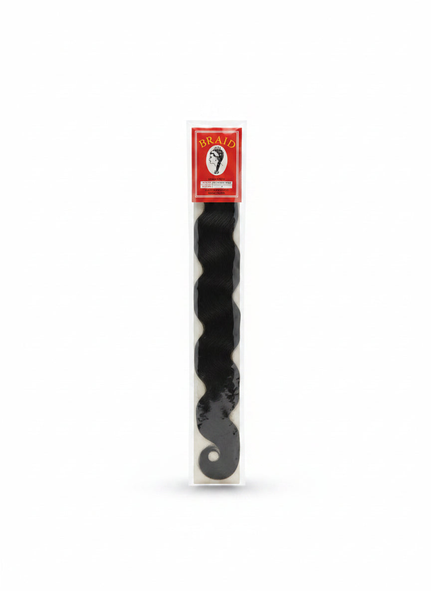 Braid Yaki Wave Ponytail extension featuring a textured yaki style with flowing waves, designed for an easy, secure attachment.