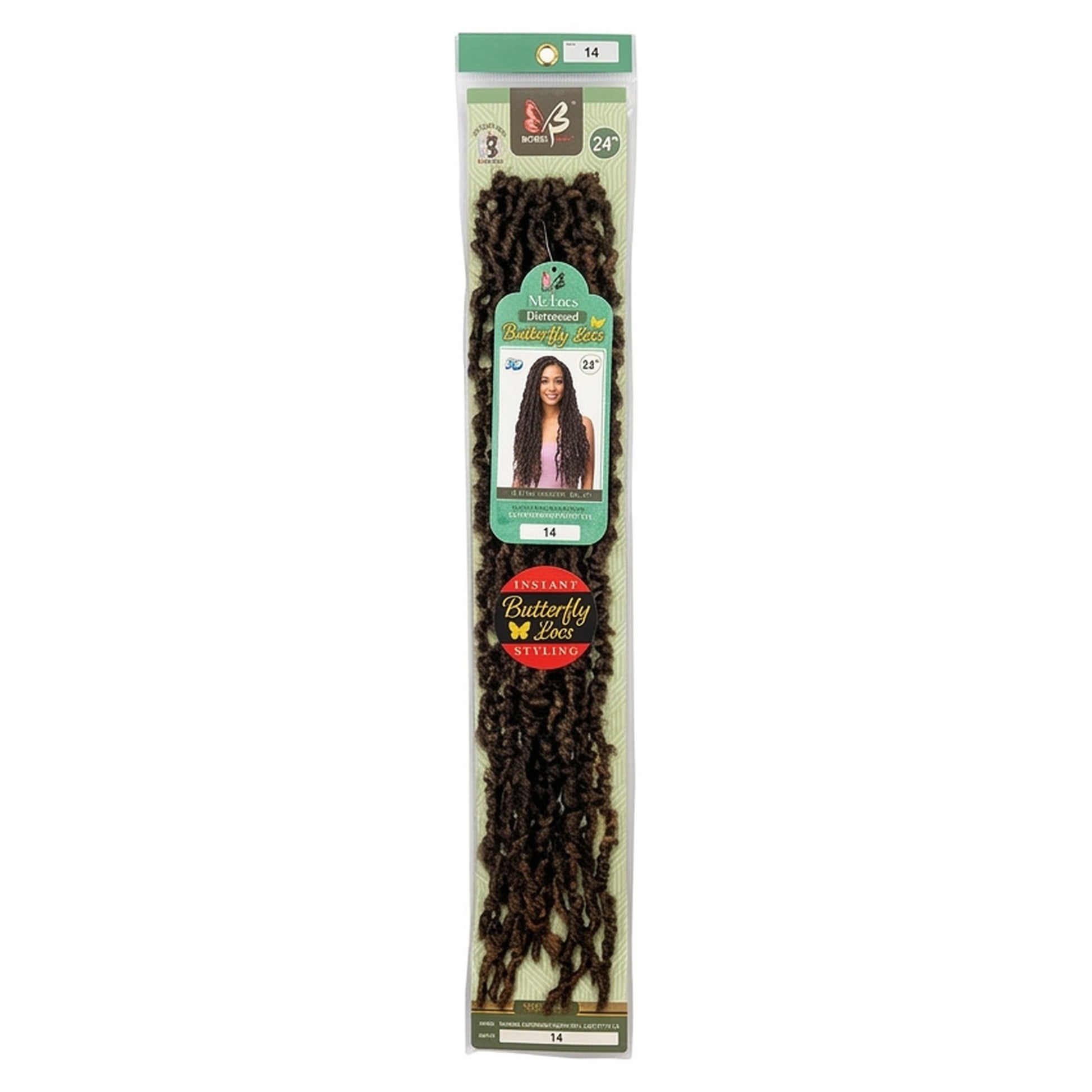 Bobbi Boss Nu Locs Distressed Butterfly Locs crochet hair, color 14, 24 inches